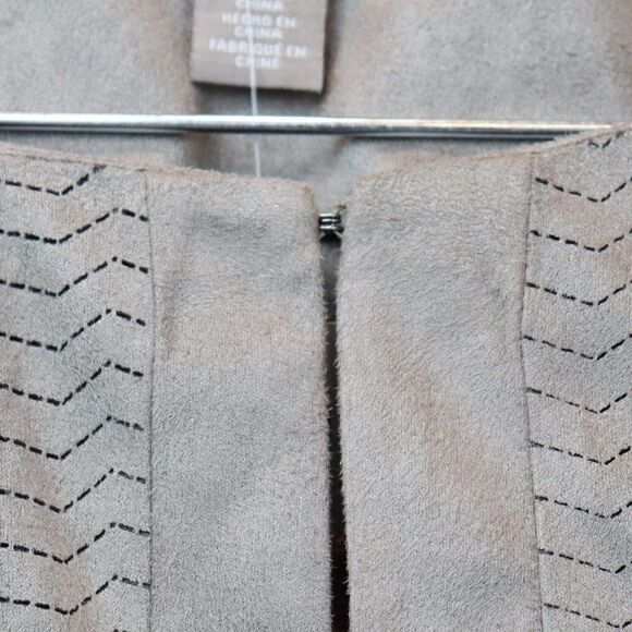 Chico's Faux Suede Open Front Mid Length Jacket 3 - Picture 3 of 7